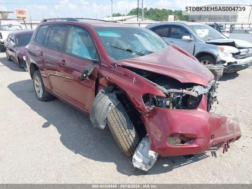 2010 Toyota Highlander Base V6 VIN: 5TDBK3EH5AS004739 Lot: 40355645