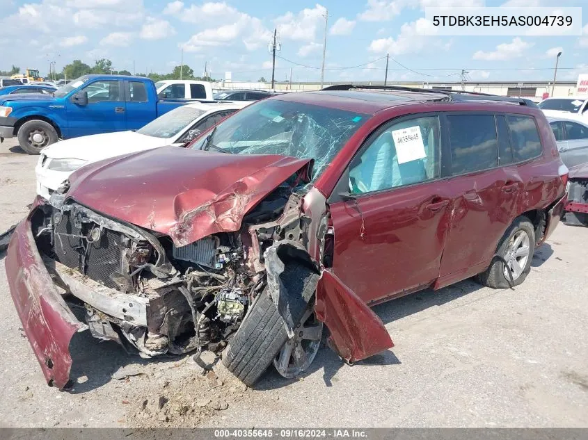 2010 Toyota Highlander Base V6 VIN: 5TDBK3EH5AS004739 Lot: 40355645