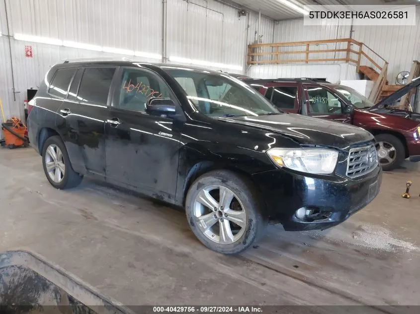 2010 Toyota Highlander Limited V6 VIN: 5TDDK3EH6AS026581 Lot: 40429756