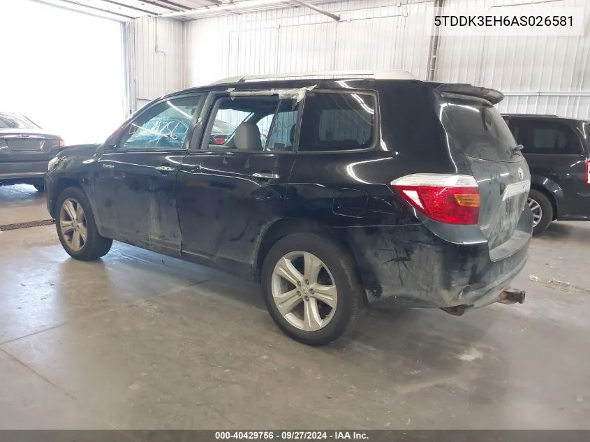 5TDDK3EH6AS026581 2010 Toyota Highlander Limited V6