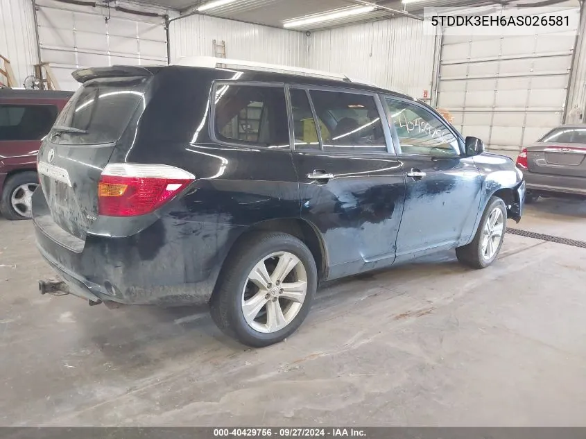 2010 Toyota Highlander Limited V6 VIN: 5TDDK3EH6AS026581 Lot: 40429756