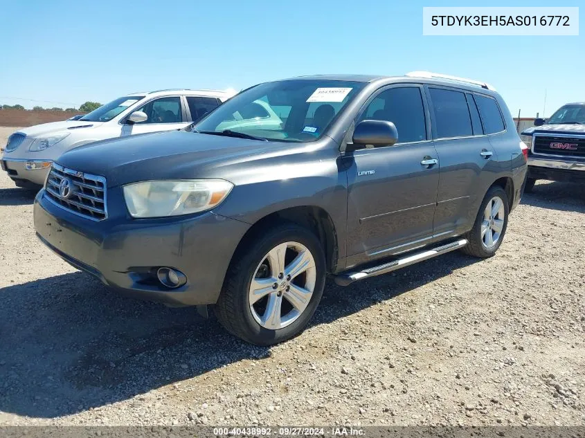 2010 Toyota Highlander Limited V6 VIN: 5TDYK3EH5AS016772 Lot: 40438992