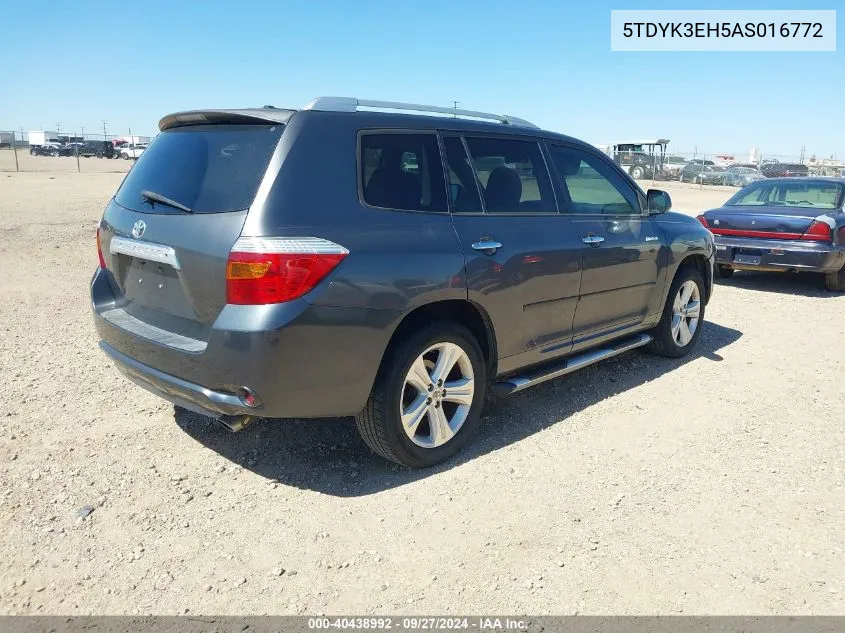 2010 Toyota Highlander Limited V6 VIN: 5TDYK3EH5AS016772 Lot: 40438992