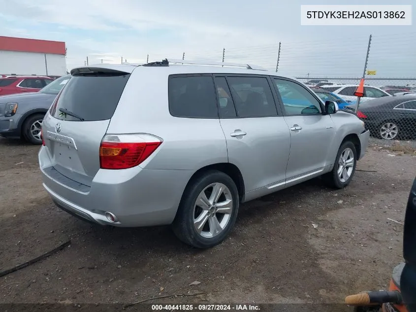 2010 Toyota Highlander Limited V6 VIN: 5TDYK3EH2AS013862 Lot: 40441825