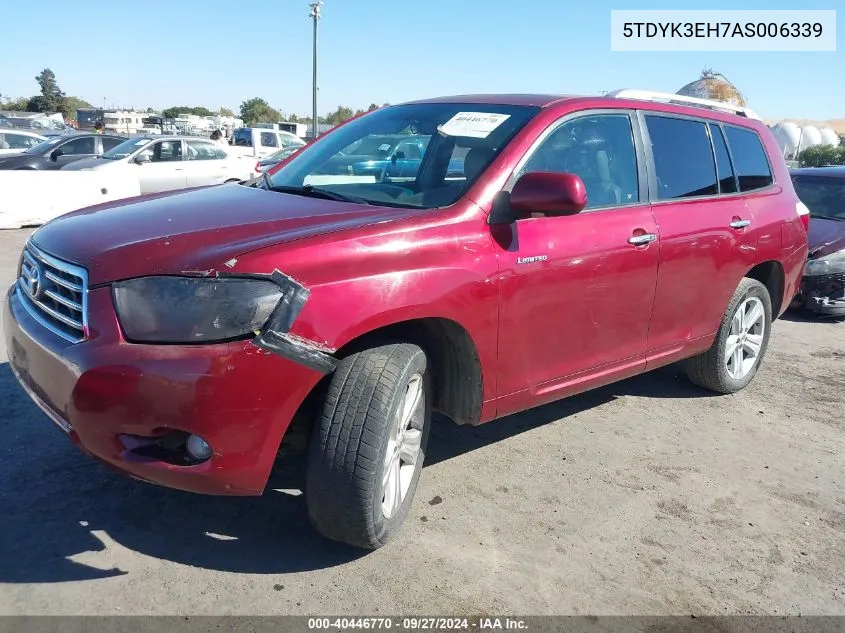 5TDYK3EH7AS006339 2010 Toyota Highlander Limited V6