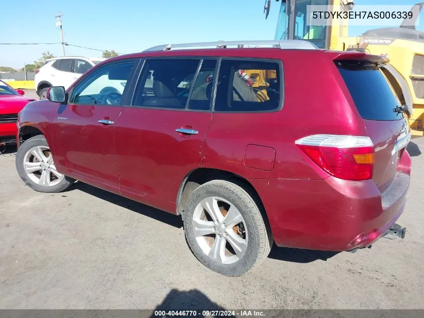 2010 Toyota Highlander Limited V6 VIN: 5TDYK3EH7AS006339 Lot: 40446770