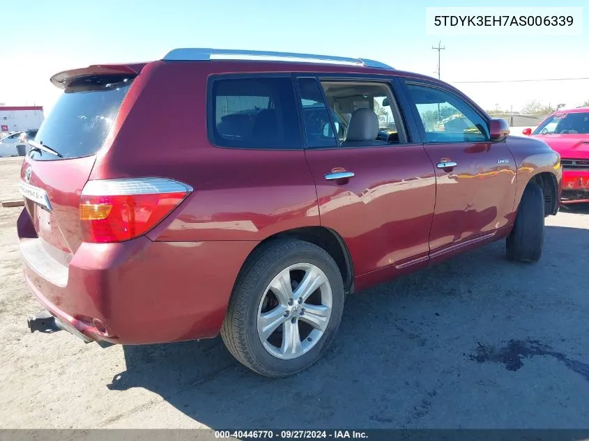 2010 Toyota Highlander Limited V6 VIN: 5TDYK3EH7AS006339 Lot: 40446770