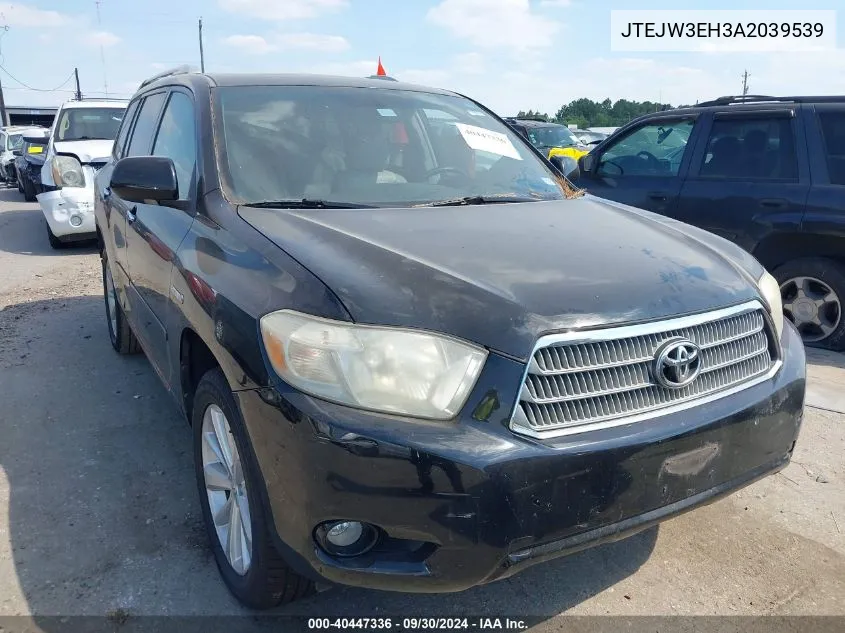 2010 Toyota Highlander Hybrid Limited V6 VIN: JTEJW3EH3A2039539 Lot: 40447336