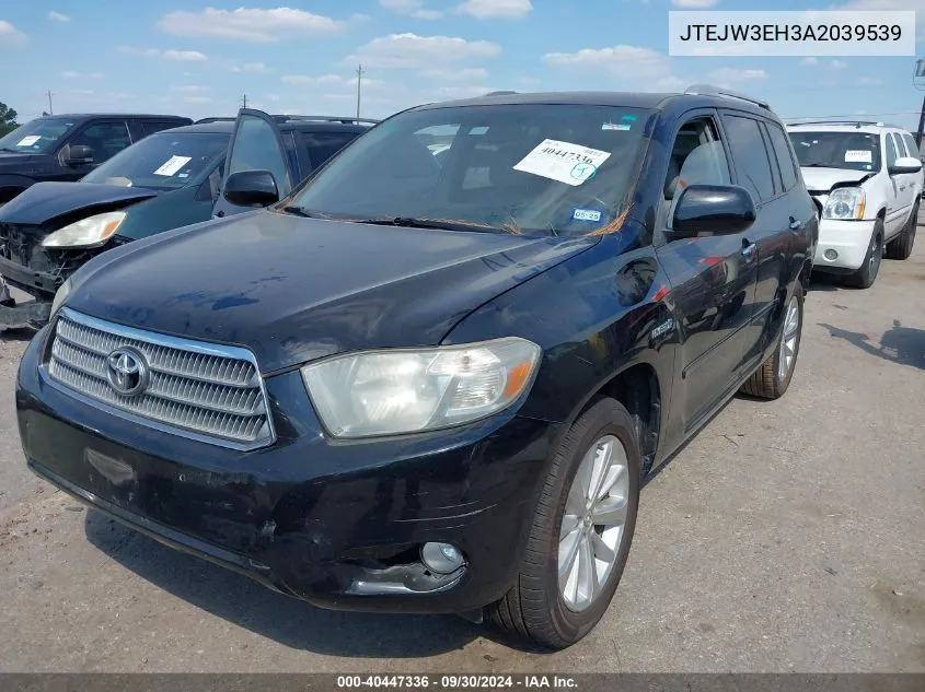 2010 Toyota Highlander Hybrid Limited V6 VIN: JTEJW3EH3A2039539 Lot: 40447336