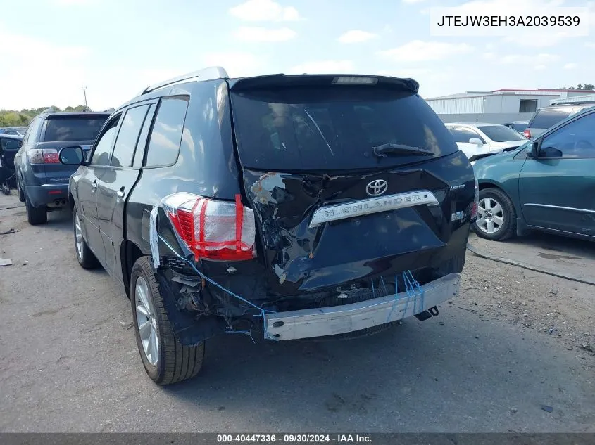 2010 Toyota Highlander Hybrid Limited V6 VIN: JTEJW3EH3A2039539 Lot: 40447336