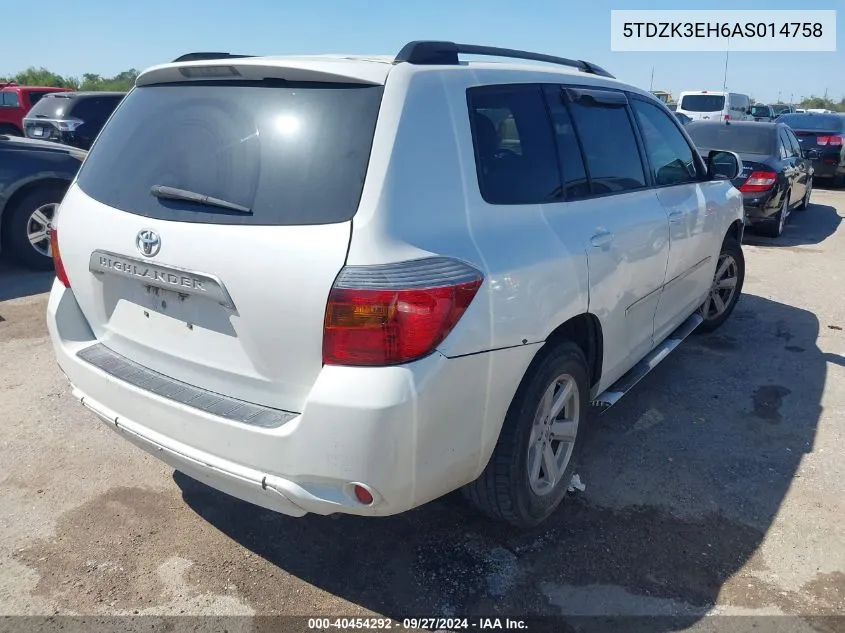 2010 Toyota Highlander Base V6 VIN: 5TDZK3EH6AS014758 Lot: 40454292