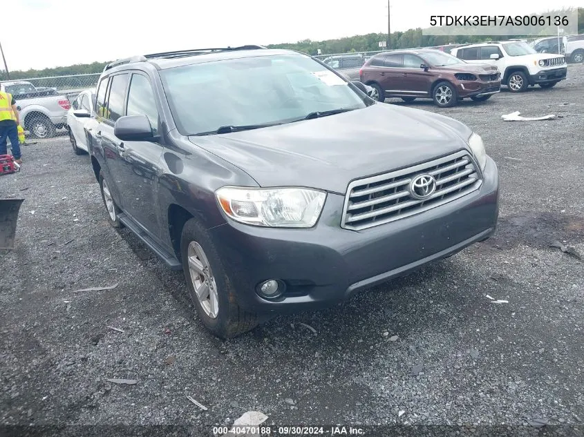 5TDKK3EH7AS006136 2010 Toyota Highlander Se V6