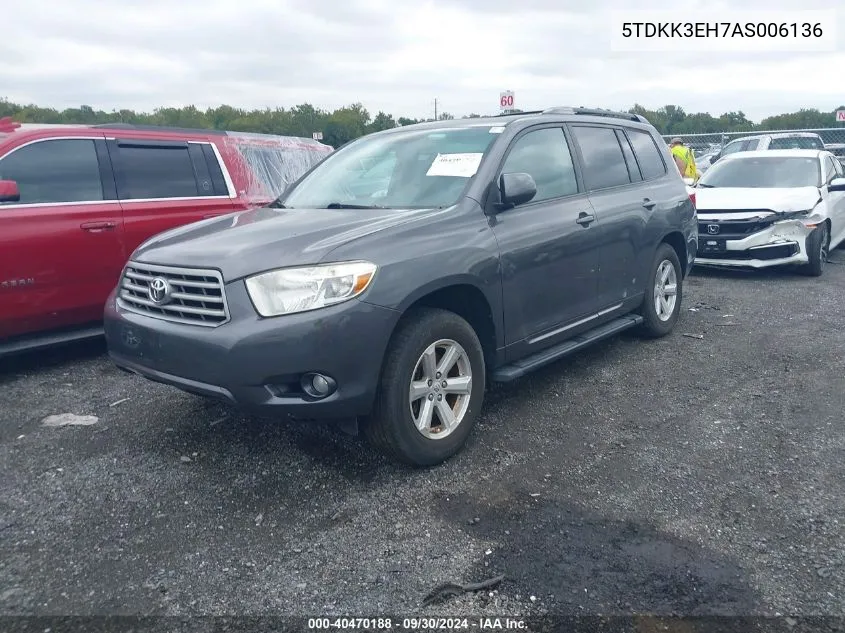 2010 Toyota Highlander Se V6 VIN: 5TDKK3EH7AS006136 Lot: 40470188