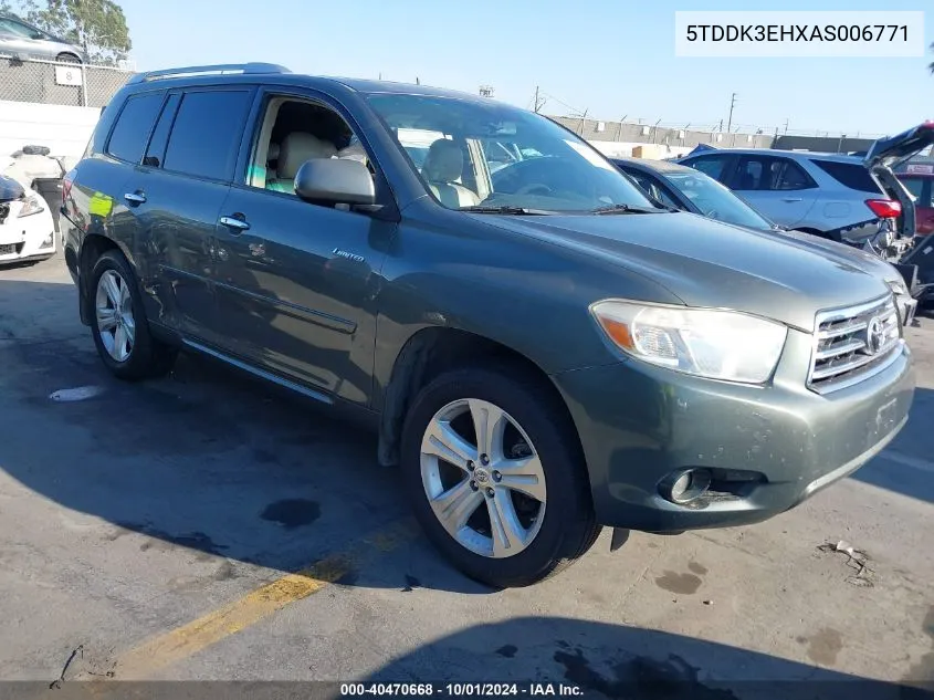 2010 Toyota Highlander Limited V6 VIN: 5TDDK3EHXAS006771 Lot: 40470668