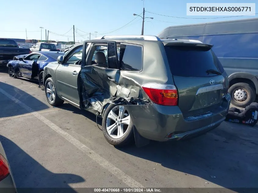 2010 Toyota Highlander Limited V6 VIN: 5TDDK3EHXAS006771 Lot: 40470668