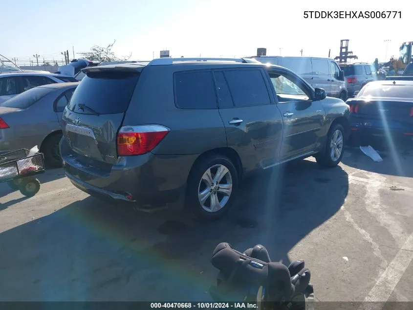 2010 Toyota Highlander Limited V6 VIN: 5TDDK3EHXAS006771 Lot: 40470668