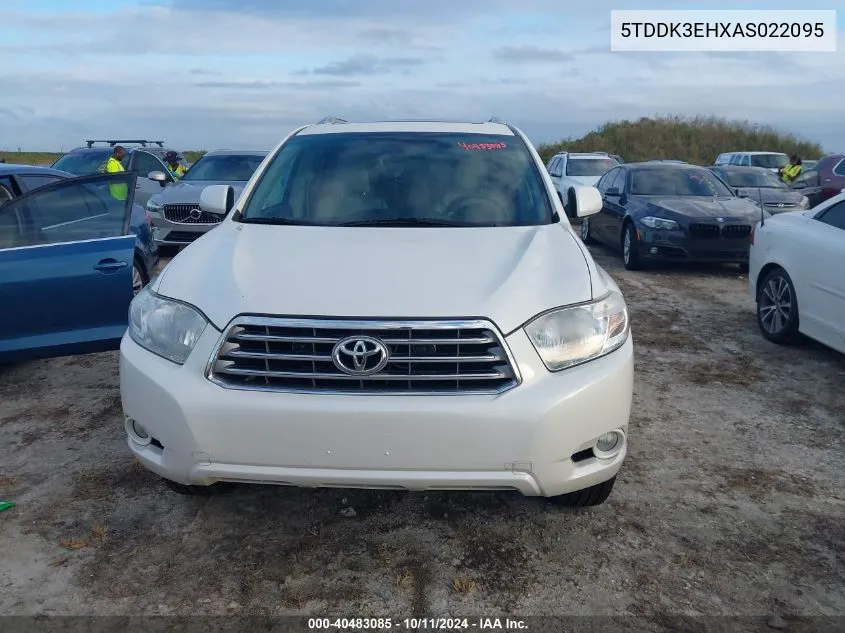 2010 Toyota Highlander Limited V6 VIN: 5TDDK3EHXAS022095 Lot: 40483085