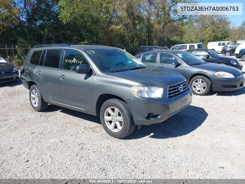 2010 Toyota Highlander VIN: 5TDZA3EH7AS006753 Lot: 40495515