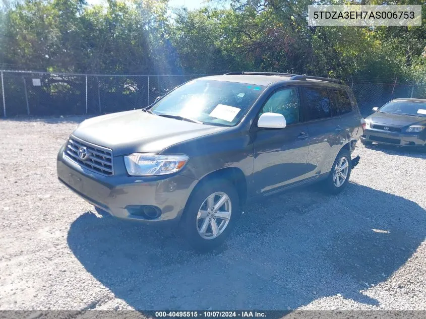 2010 Toyota Highlander VIN: 5TDZA3EH7AS006753 Lot: 40495515