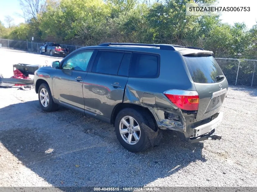 2010 Toyota Highlander VIN: 5TDZA3EH7AS006753 Lot: 40495515