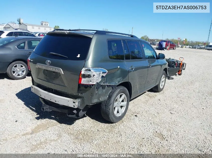 2010 Toyota Highlander VIN: 5TDZA3EH7AS006753 Lot: 40495515