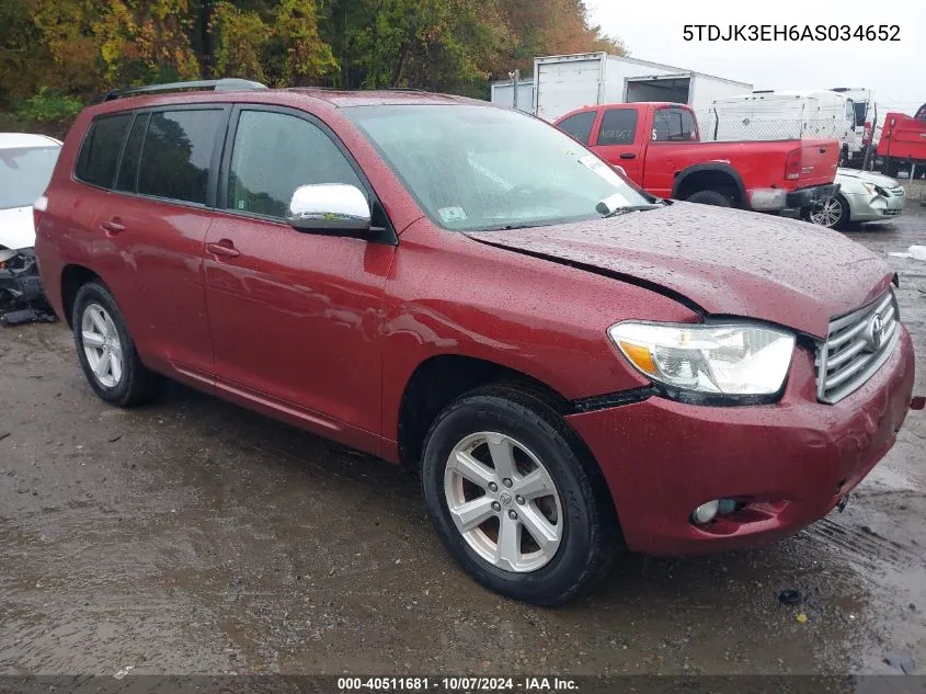 2010 Toyota Highlander Se V6 VIN: 5TDJK3EH6AS034652 Lot: 40511681