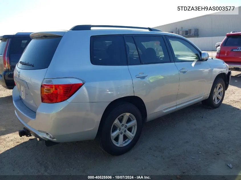 2010 Toyota Highlander VIN: 5TDZA3EH9AS003577 Lot: 40525506