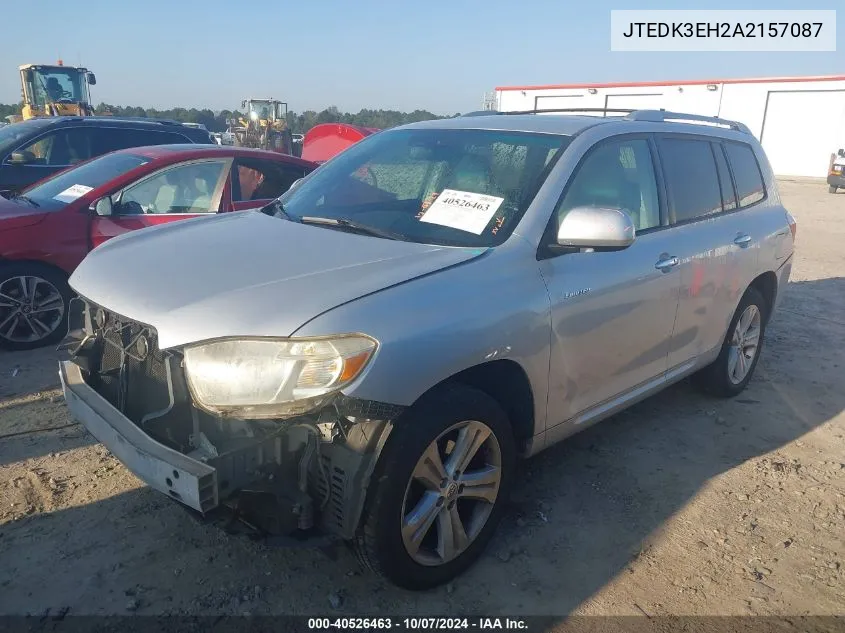 2010 Toyota Highlander Limited VIN: JTEDK3EH2A2157087 Lot: 40526463