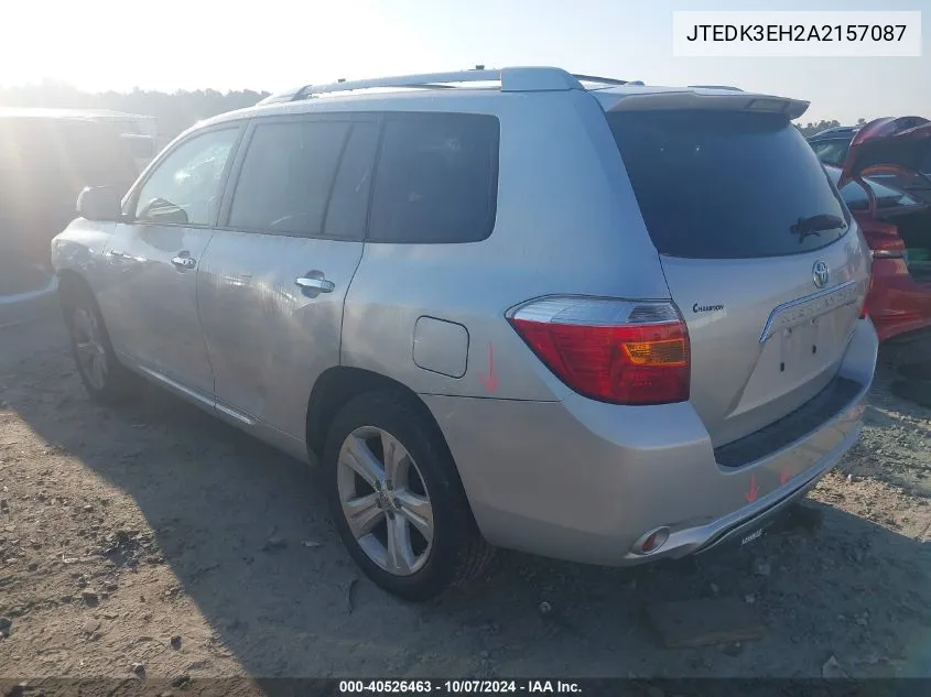 2010 Toyota Highlander Limited VIN: JTEDK3EH2A2157087 Lot: 40526463