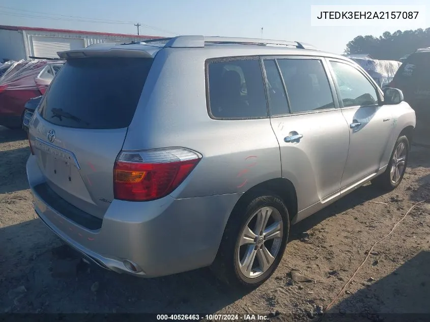 2010 Toyota Highlander Limited VIN: JTEDK3EH2A2157087 Lot: 40526463