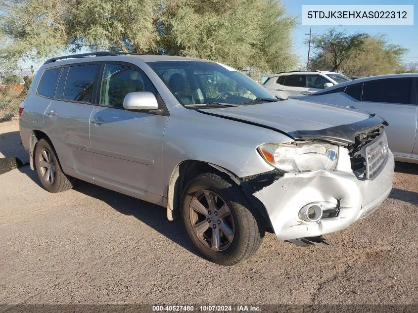 2010 Toyota Highlander Se VIN: 5TDJK3EHXAS022312 Lot: 40527480