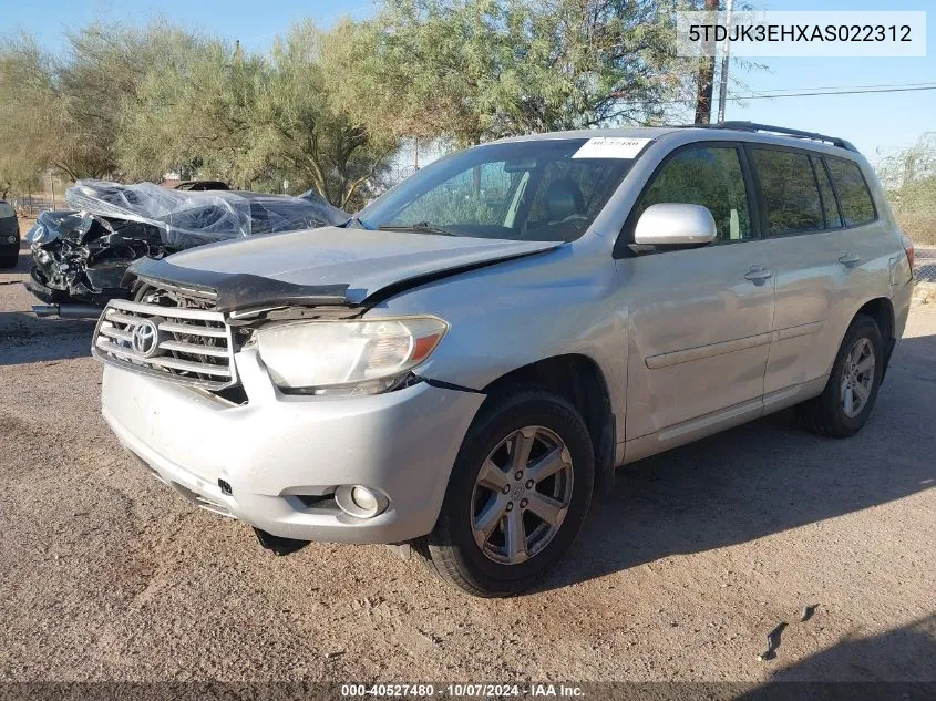 2010 Toyota Highlander Se VIN: 5TDJK3EHXAS022312 Lot: 40527480