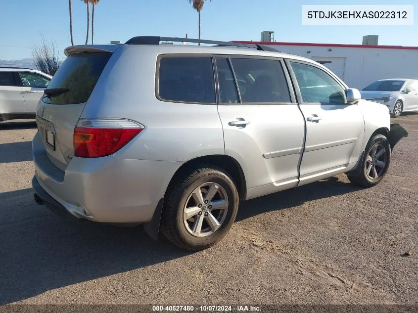 2010 Toyota Highlander Se VIN: 5TDJK3EHXAS022312 Lot: 40527480