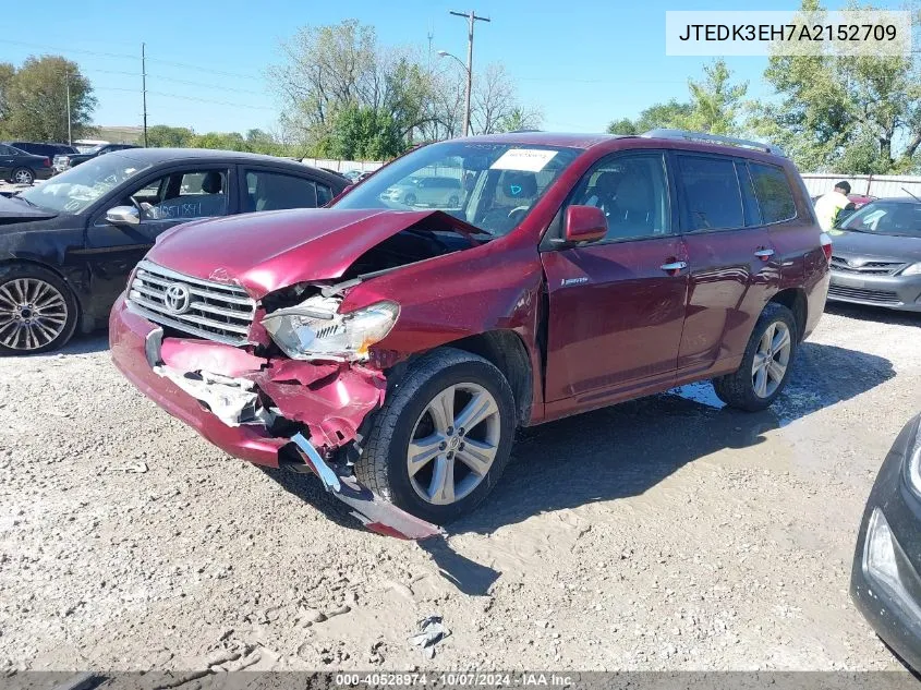 2010 Toyota Highlander Limited V6 VIN: JTEDK3EH7A2152709 Lot: 40528974