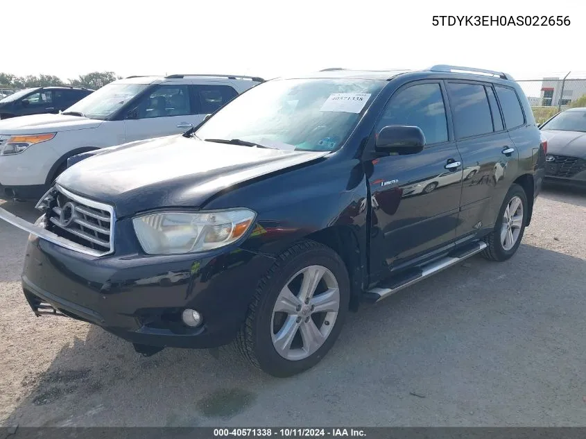 2010 Toyota Highlander Limited V6 VIN: 5TDYK3EH0AS022656 Lot: 40571338