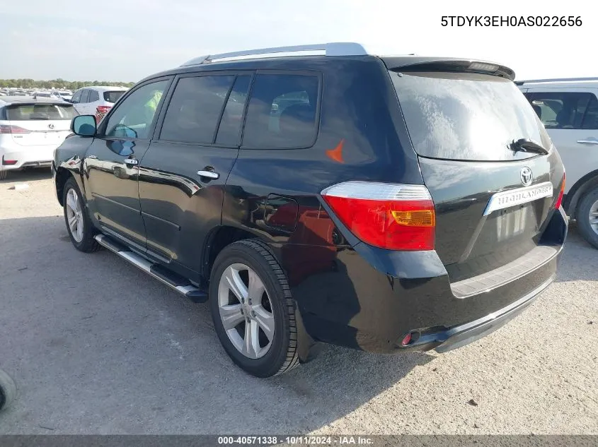 2010 Toyota Highlander Limited V6 VIN: 5TDYK3EH0AS022656 Lot: 40571338