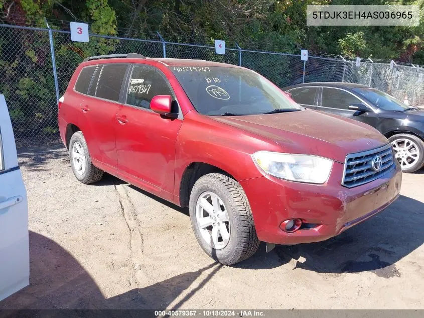 2010 Toyota Highlander Se V6 VIN: 5TDJK3EH4AS036965 Lot: 40579367