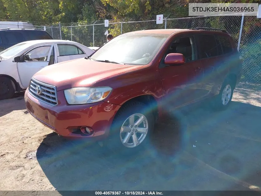 2010 Toyota Highlander Se V6 VIN: 5TDJK3EH4AS036965 Lot: 40579367