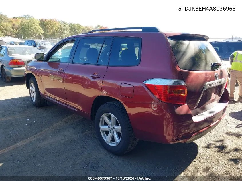 2010 Toyota Highlander Se V6 VIN: 5TDJK3EH4AS036965 Lot: 40579367