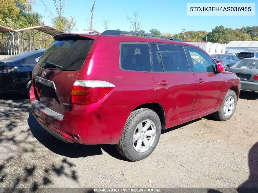 2010 Toyota Highlander Se V6 VIN: 5TDJK3EH4AS036965 Lot: 40579367