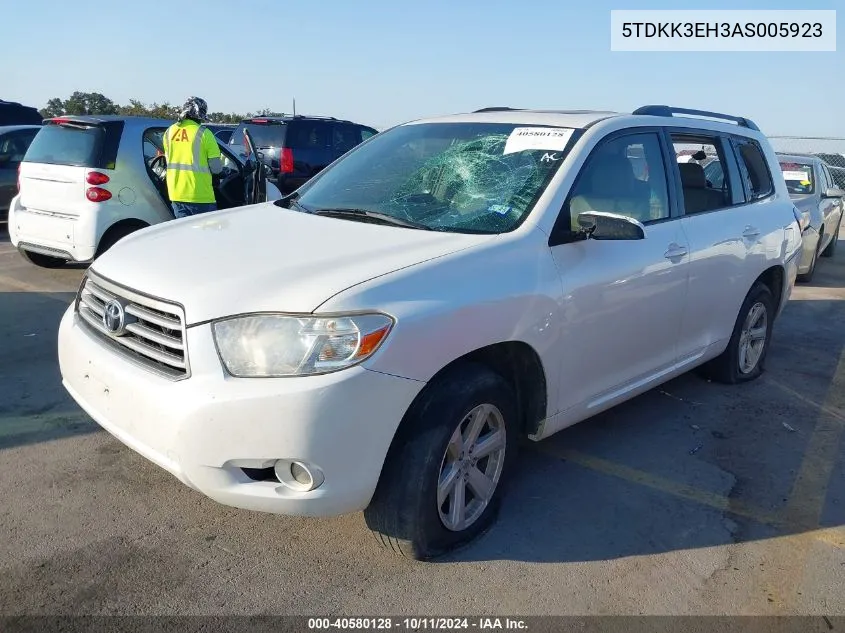 2010 Toyota Highlander Se VIN: 5TDKK3EH3AS005923 Lot: 40580128