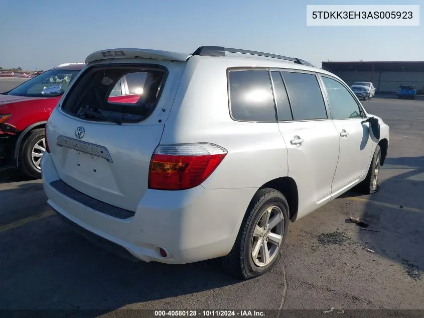 2010 Toyota Highlander Se VIN: 5TDKK3EH3AS005923 Lot: 40580128