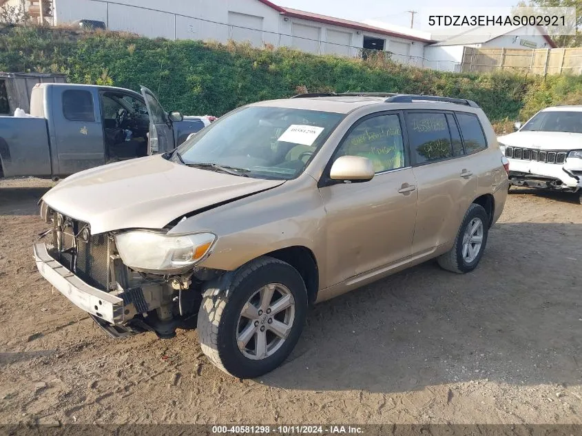 2010 Toyota Highlander VIN: 5TDZA3EH4AS002921 Lot: 40581298