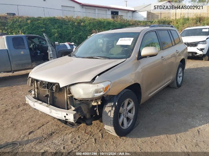 2010 Toyota Highlander VIN: 5TDZA3EH4AS002921 Lot: 40581298