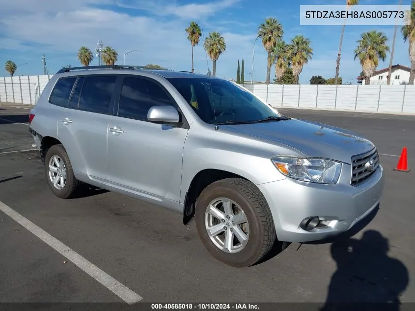 2010 Toyota Highlander VIN: 5TDZA3EH8AS005773 Lot: 40585018