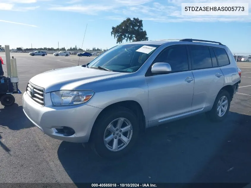 2010 Toyota Highlander VIN: 5TDZA3EH8AS005773 Lot: 40585018