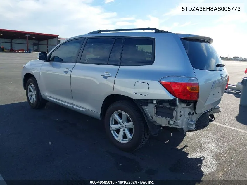 2010 Toyota Highlander VIN: 5TDZA3EH8AS005773 Lot: 40585018