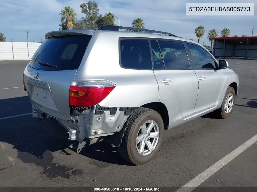 2010 Toyota Highlander VIN: 5TDZA3EH8AS005773 Lot: 40585018