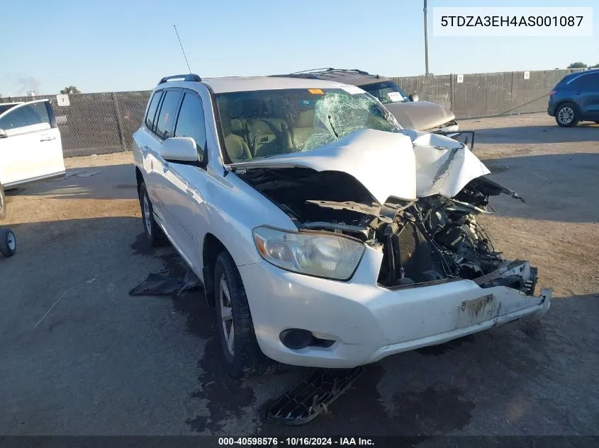 2010 Toyota Highlander VIN: 5TDZA3EH4AS001087 Lot: 40598576