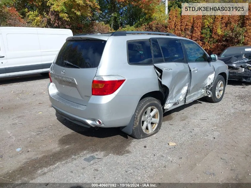 5TDJK3EH0AS031925 2010 Toyota Highlander Se V6